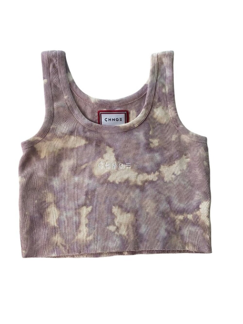 CHNGE 100% Organic Cotton Waffle Knit Tank Top XL Tie Dyed Purple Chalk